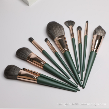 Make up brushes 10pcs professional with wool foundation powder blush cosmetic private label makeup brush sets